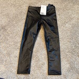H&M Glossy Black Kids Leggings NWT